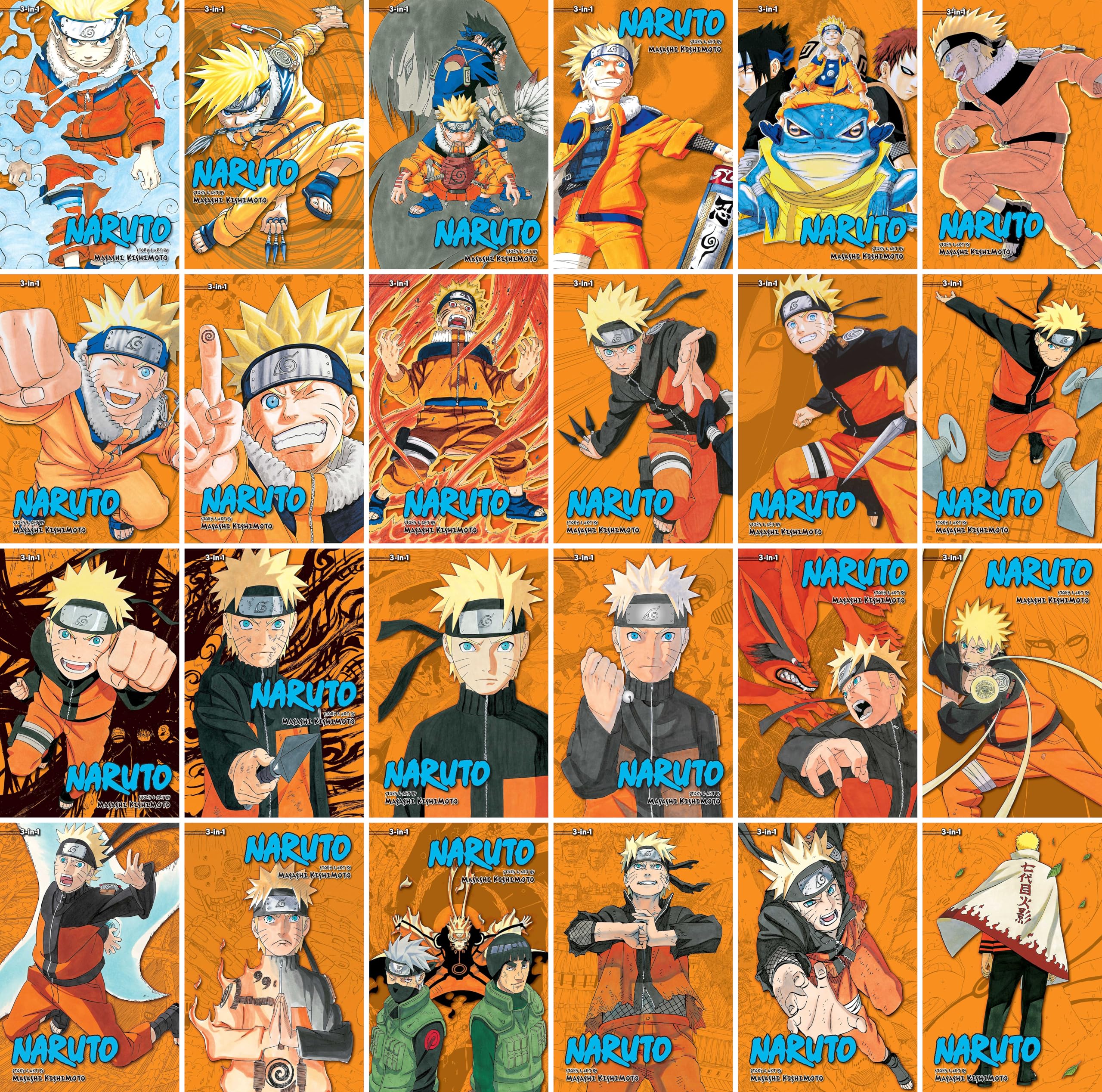 NARUTO 3-in-1 英語版 コミックセット Naruto 3-in-1 Omnibus Complete Collection (24 Books) Manga Series
