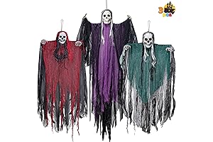 JOYIN 3 Pcs Halloween Hanging Grim Reaper for Outdoor Graveyard Decorations