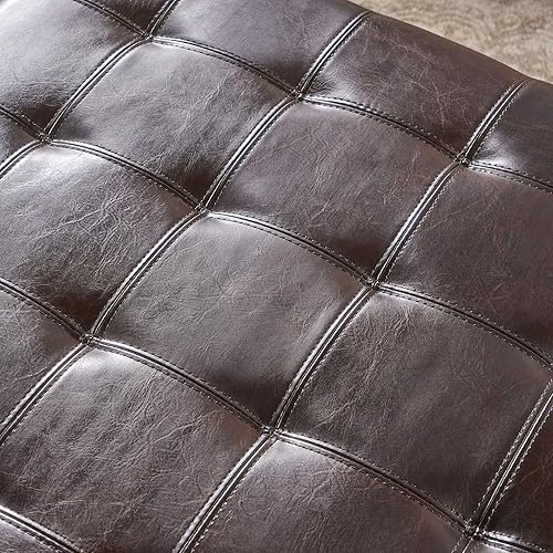 Miniatura 6 de Christopher Knight Home Alexandria - Otomana de almacenamiento de cuero unido, color marrón mármol