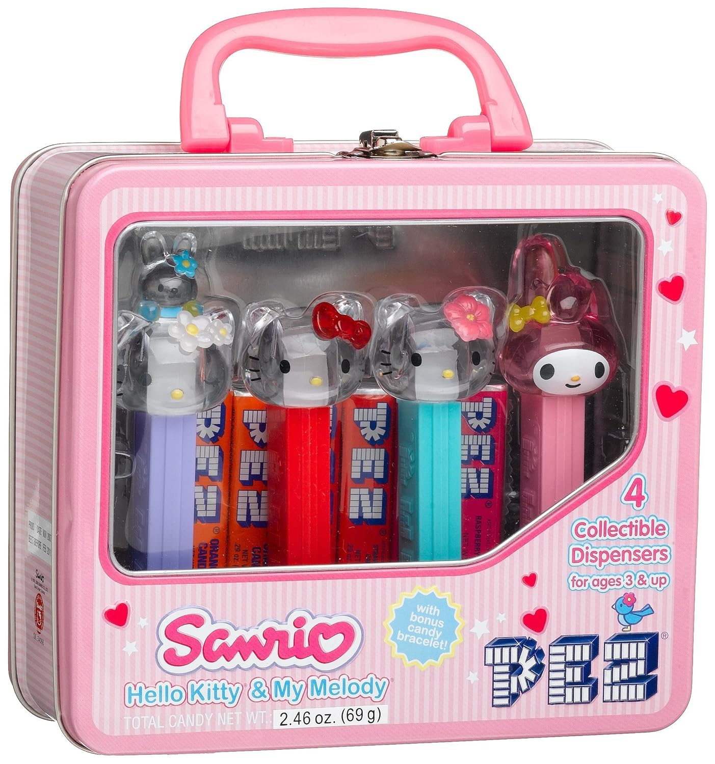 Hello Kitty Tin Lunch Box with 4 Pez Dispensers Grocery & Gourmet Food