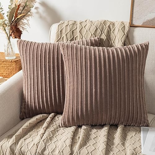 Miniatura 653 de UGASA - Juego de 2 fundas de almohada de terciopelo a rayas, funda decorativa para cojín con cremallera oculta para el hogar, sofá, dormitorio,