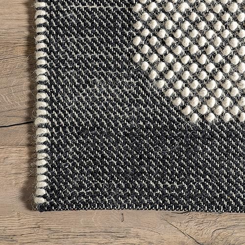 Miniatura 3 de nuLOOM Branna - Alfombra casual de lana con bordes, 5 x 8, gris oscuro