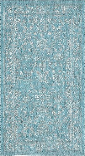 Vista 32 de SAFAVIEH Courtyard Collection - Alfombra decorativa, 2 pies 3 pulgadas x 5 pies, turquesa, no desprende pelusa y de fácil cuidado, para interiores