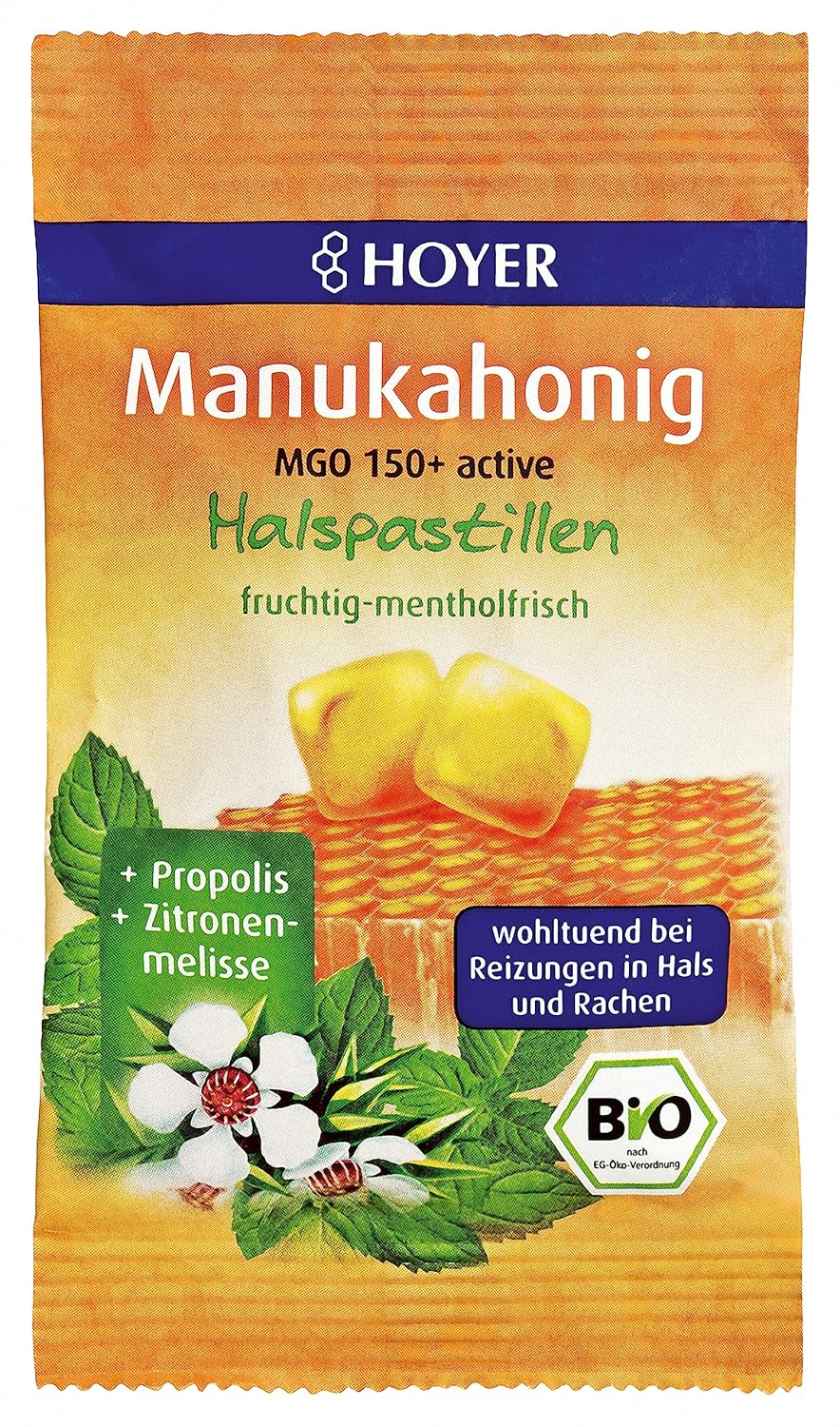 HOYER Manuka Honig Halspastillen Bio mit Propolis & Zitronenmelisse