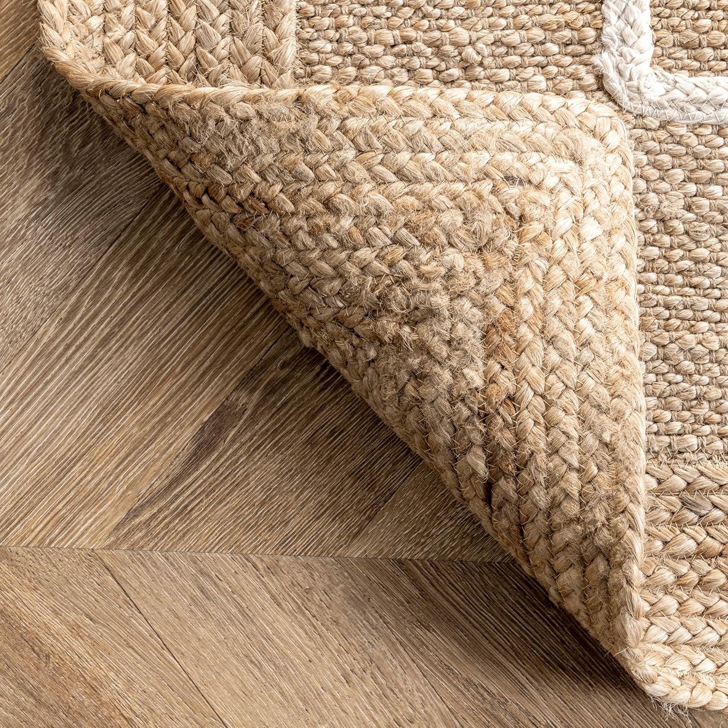 Rugs USA Elemore Geometric Jute Area Rug, 4x6, Ivory