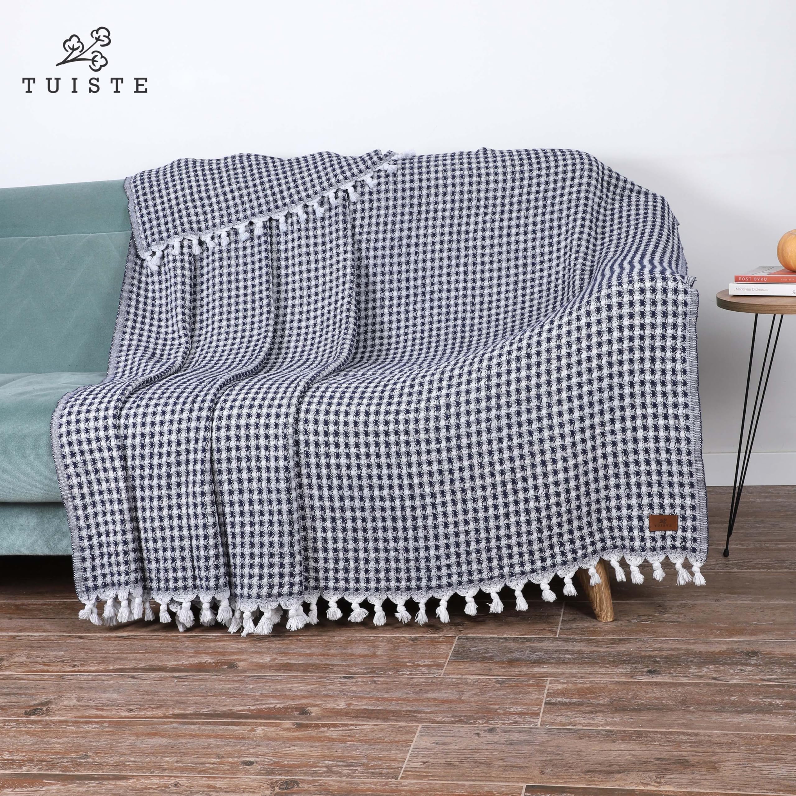 Tuiste Premium sprei voor eenpersoonsbed 150x200 grijs, lichte zomerdeken met wafelstructuur, bedsprei, plaid deken voor bank, sofadeken van katoen, bankdeken, dekbedovertrek, overtrek