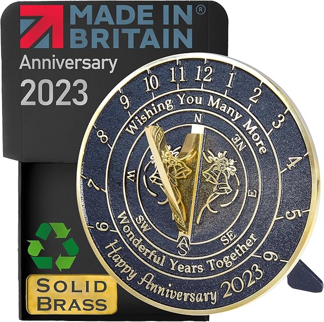 Anniversary Sundial Gift For Any Wedding Anniversary -Wonderful Years 2023- Recycled Metal Home Decor/Garden Present Idea HandMade In The UK For Parents, Grandparents, Friends, Couples Marriage