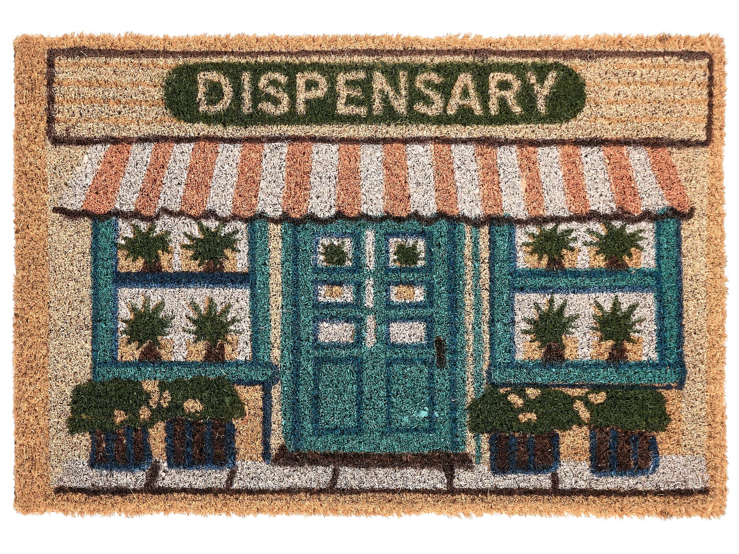 Beliani Paillasson en Fibre de Coco 60 x 90 cm Dessous Envers PVC Antidérapant Motif Maison Multicolore Cadiz