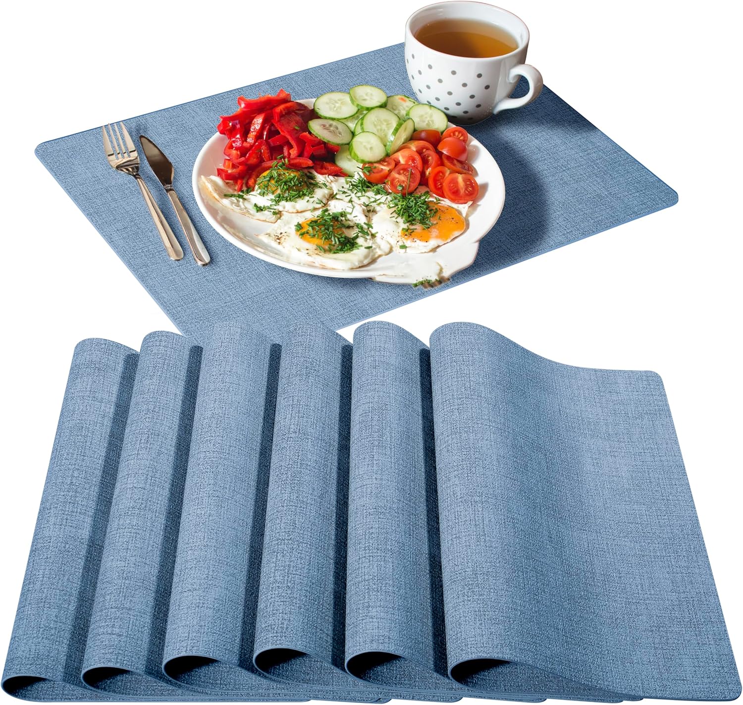 Faux Leather Placemats Wipeable Heat Resistant Place Mats for Dining Table Set of 6