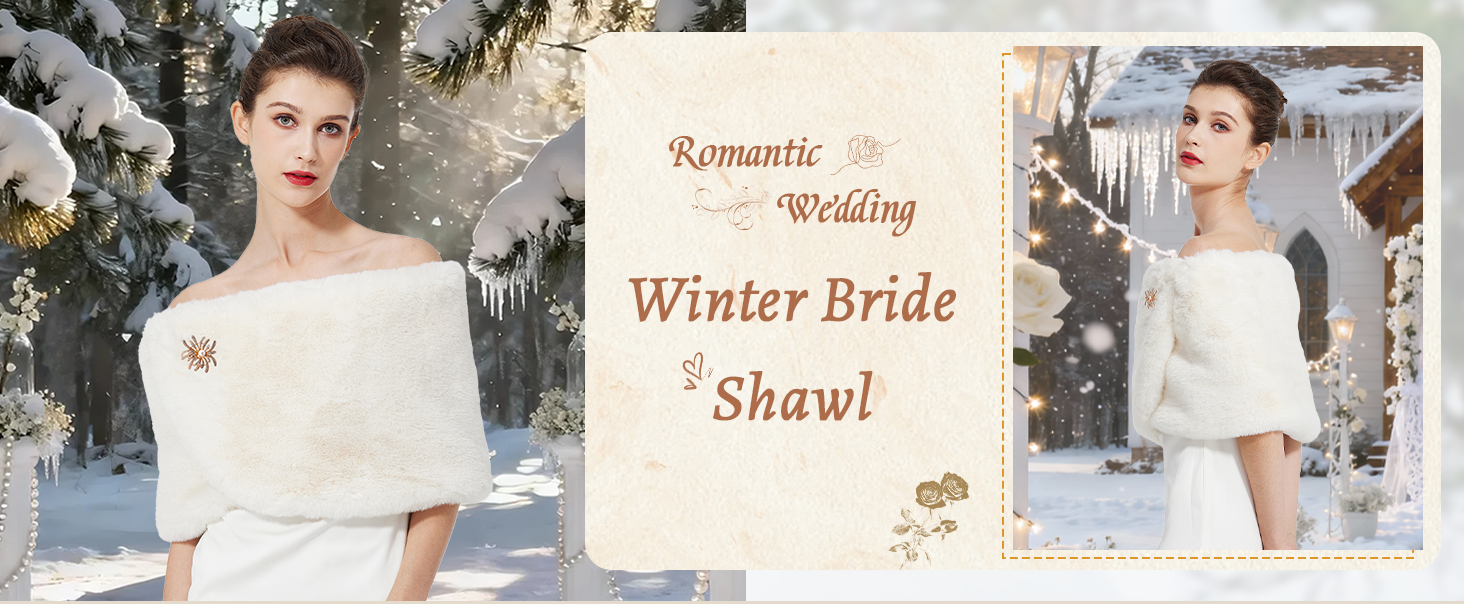 Scialle Da Sposa In Pelliccia Sintetica Color Avorio Chiaro, Stola - Foto 6