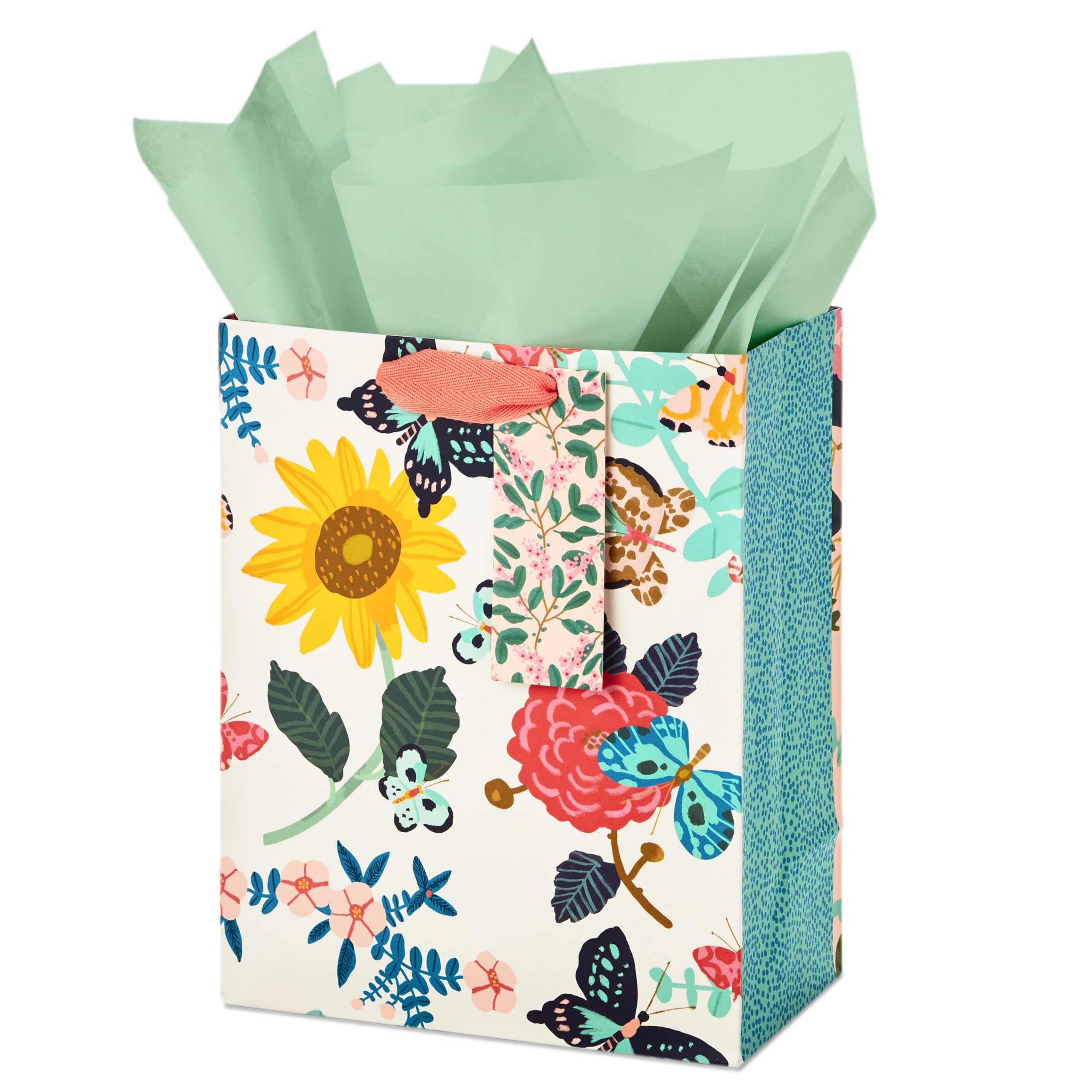 Hallmark 9" Medium Gift Bag with Tissue Paper (Bright Flowers) for Valentine's Day, Easter, Birthdays, Bridal Showers, Weddings, Baby Showers, Mother's Day