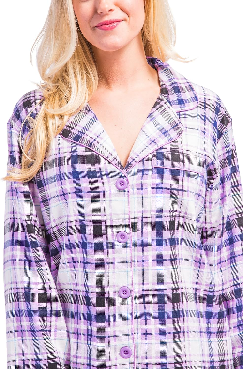 Fishers Finery Women's EcoFlannel Full Length Plaid Pajama Set with Gift Box; Moisture Wicking Rayon and Cotton