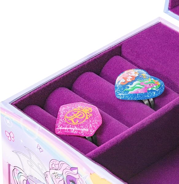 CRAZE Joyero Musical Niña, Modelo Unicornio, Caja de Música con Cajón Extraíble, Interior Aterciopelado, Espejo y Unicornio Giratorio - 3