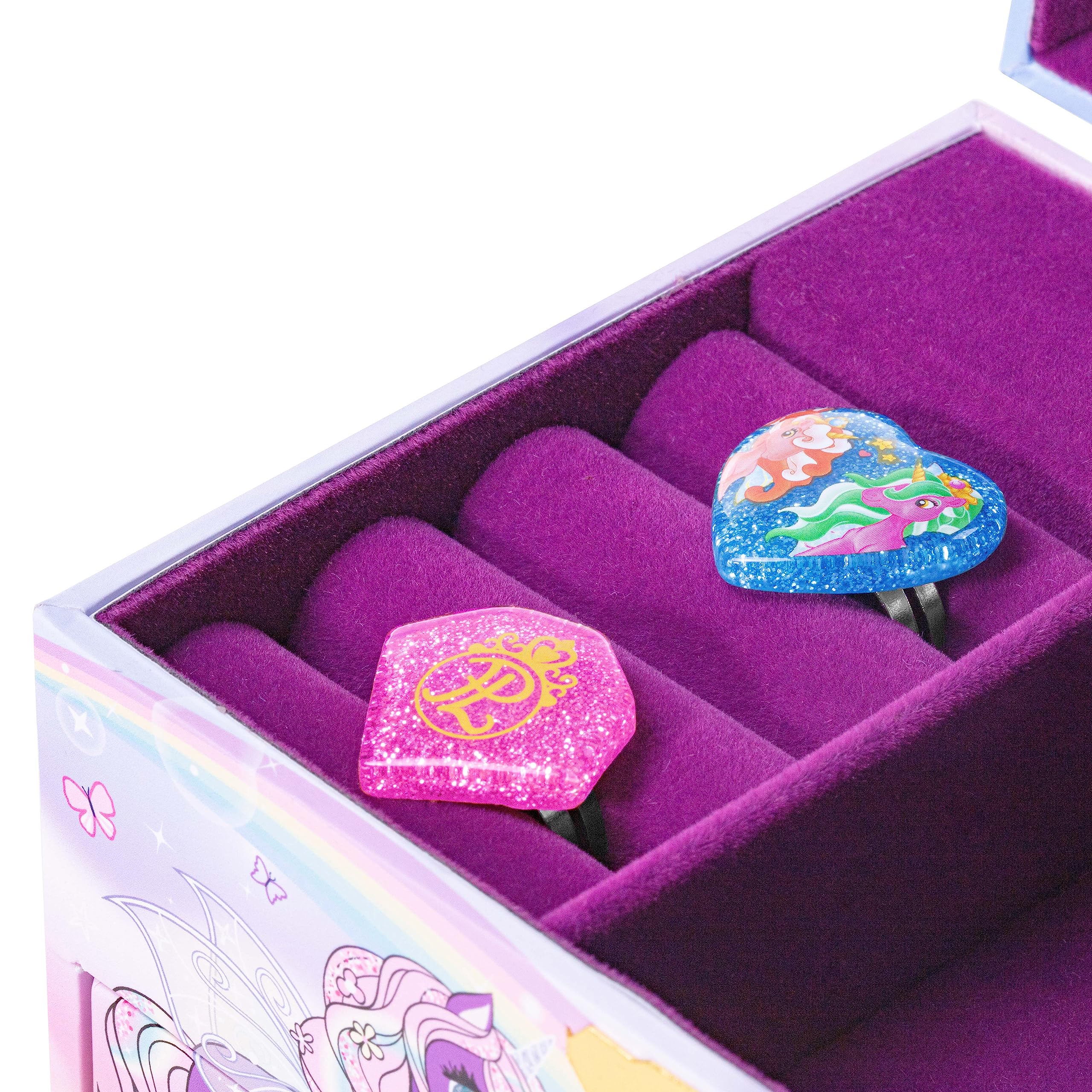 CRAZE Joyero Musical Niña, Modelo Unicornio, Caja de Música con Cajón Extraíble, Interior Aterciopelado, Espejo y Unicornio Giratorio - 3