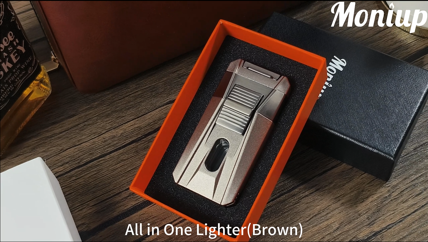 Encendedor antorcha multifuncional con cortador y llama dual miniatura 7