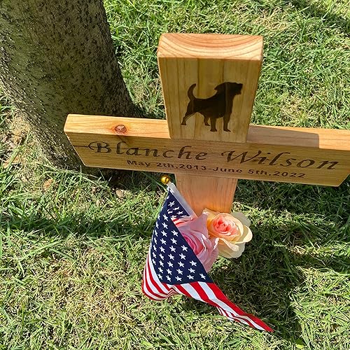 Miniatura 5 de SHINCEL Estacas de Cruz Memorial Personalizadas de Madera para Mascotas, Perro, Gato, Borde de Carretera, Exterior, Cementerio, Tumba, Funeral, Cruz