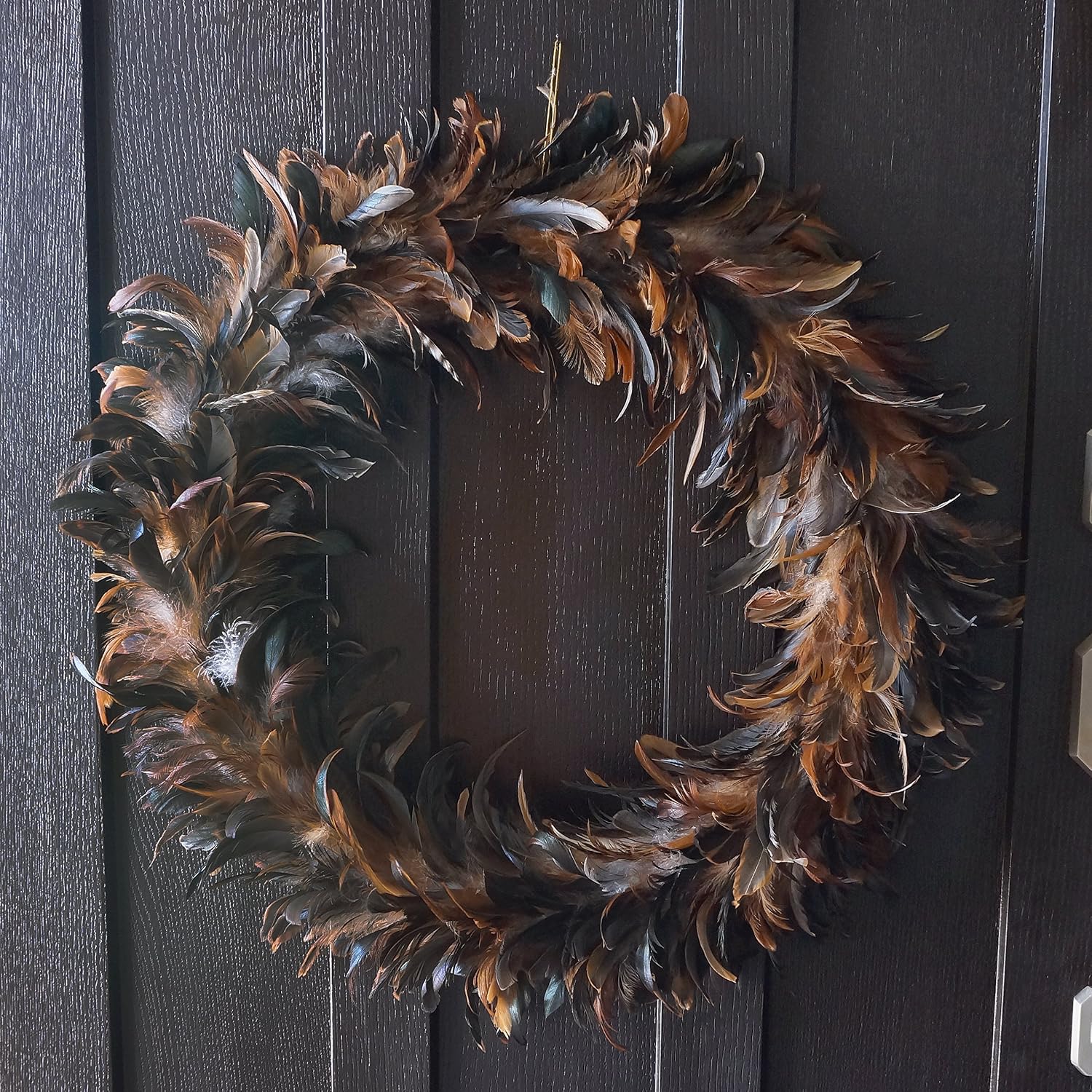 Natural Schlappen Feather Christmas Wreath - 24" Brown Farmhouse Autumn or Fall Decor