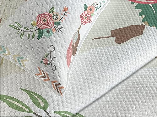 Miniatura 3 de Lunarable Colcha de bisonte, diseño floral, calavera, azteca, con plumas bohemias, estampado de cultura nativa, juego de colcha acolchada decorativa