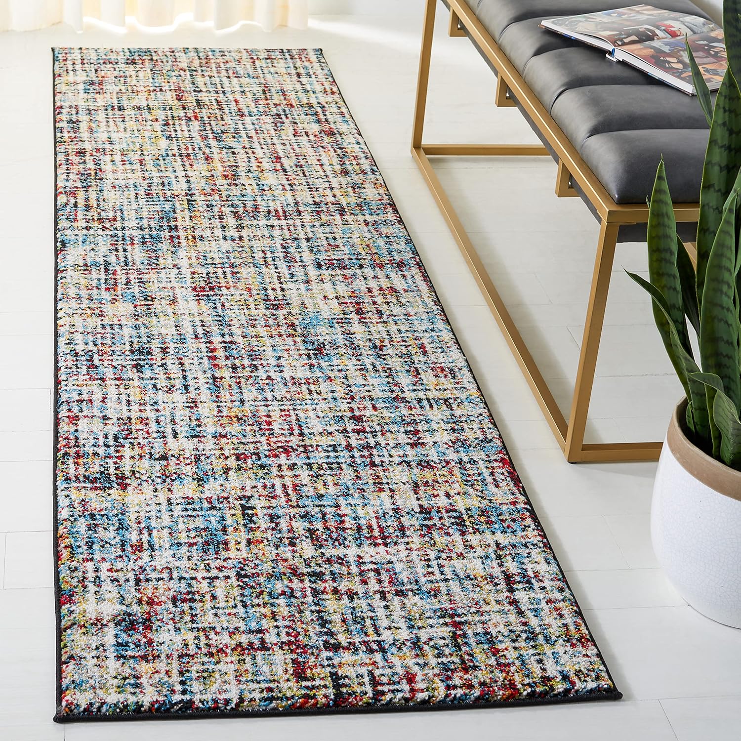 SAFAVIEH Porcello Collection Runner Rug - 2'3" x 8', Multi, Modern Abstract Design, Non-Shedding & Easy Care, Ideal for High Traffic Areas in Living Room, Bedroom (PRL6942A)