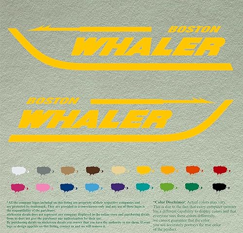Miniatura 3 de Par de calcomanías Boston Whaler para barcos, calcomanías de vinilo, motor de barco, lote de 2, Blanco 010