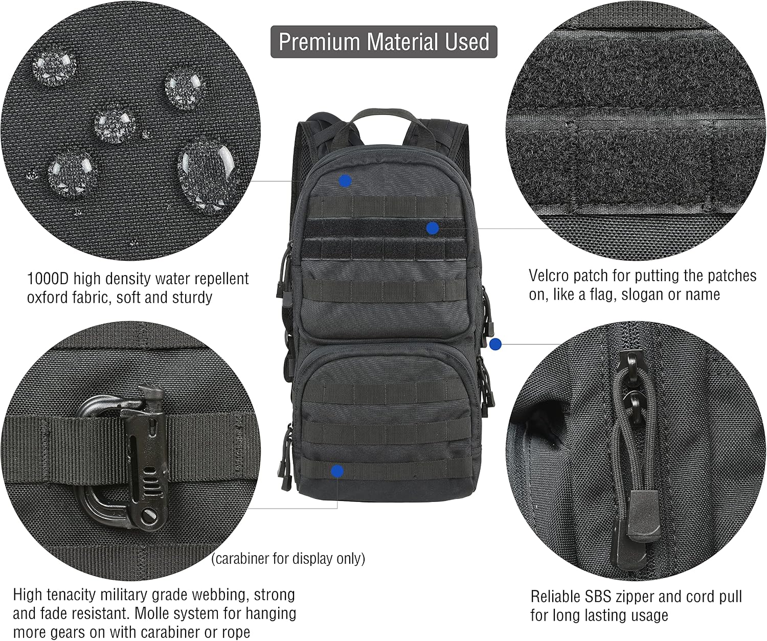 MARCHWAY Tactical Molle Hydration Pack with 3L TPU Water Bladder, Military Backpack for Backpacking, Hiking, Running, Cycling