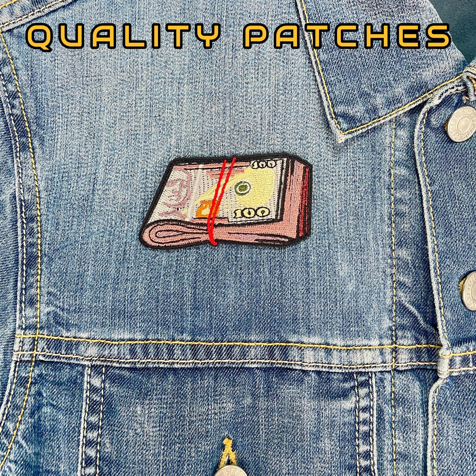 Amazon.com: AAVEDGE USD 美元鈔票鐵貼布適用於衣服、嘻哈高級刺繡貨幣符號布料貼花,DIY  耐用鐵貼布適用於服裝、牛仔褲、背包、夾克、帽子和包包的貼布: