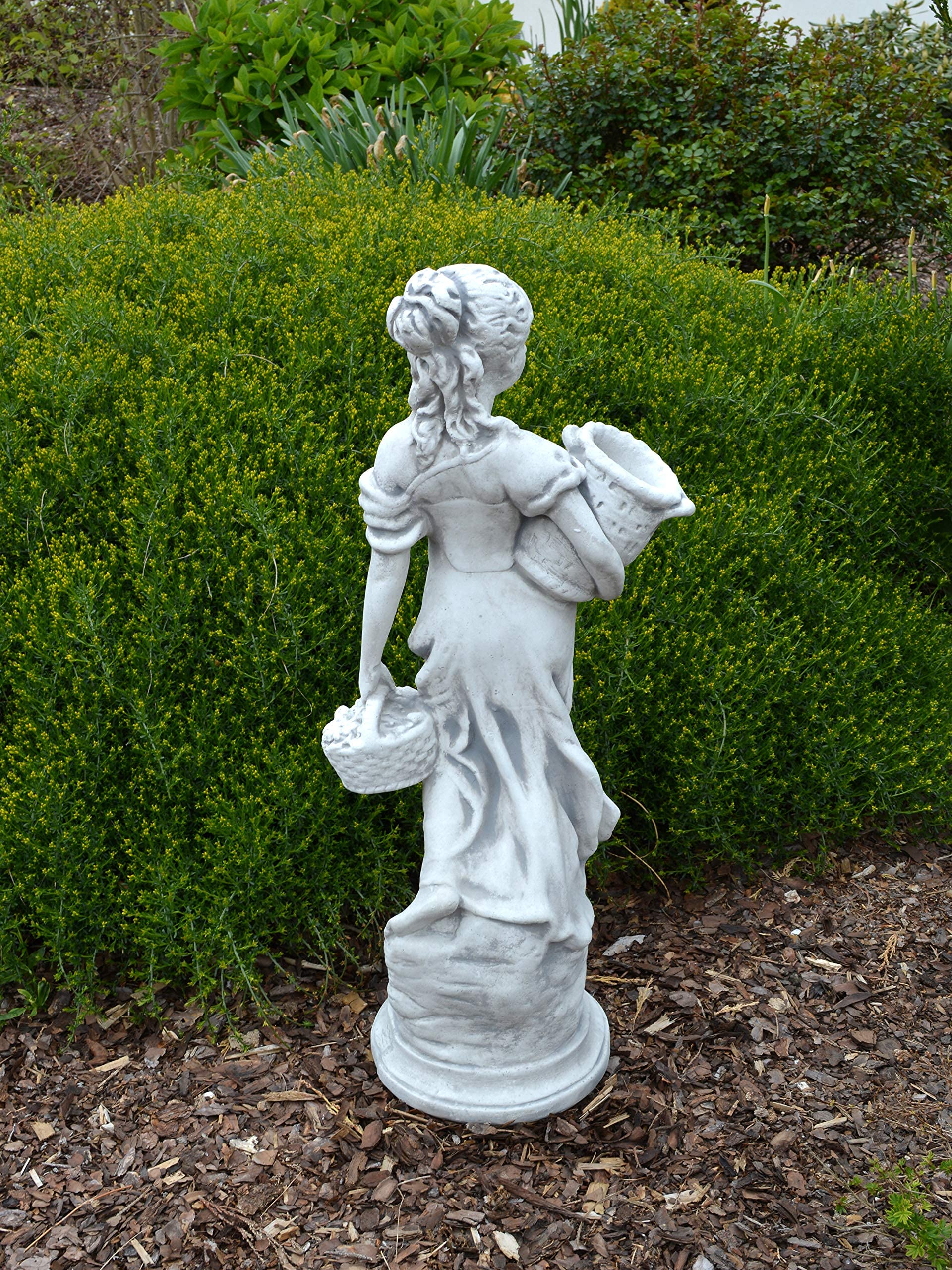 gartendekoparadies.de Frauen-Statue Sommer, Steinfigur, H. 69 cm, 20 kg, Grau, frostsicher aus Steinguss für Außenbereich