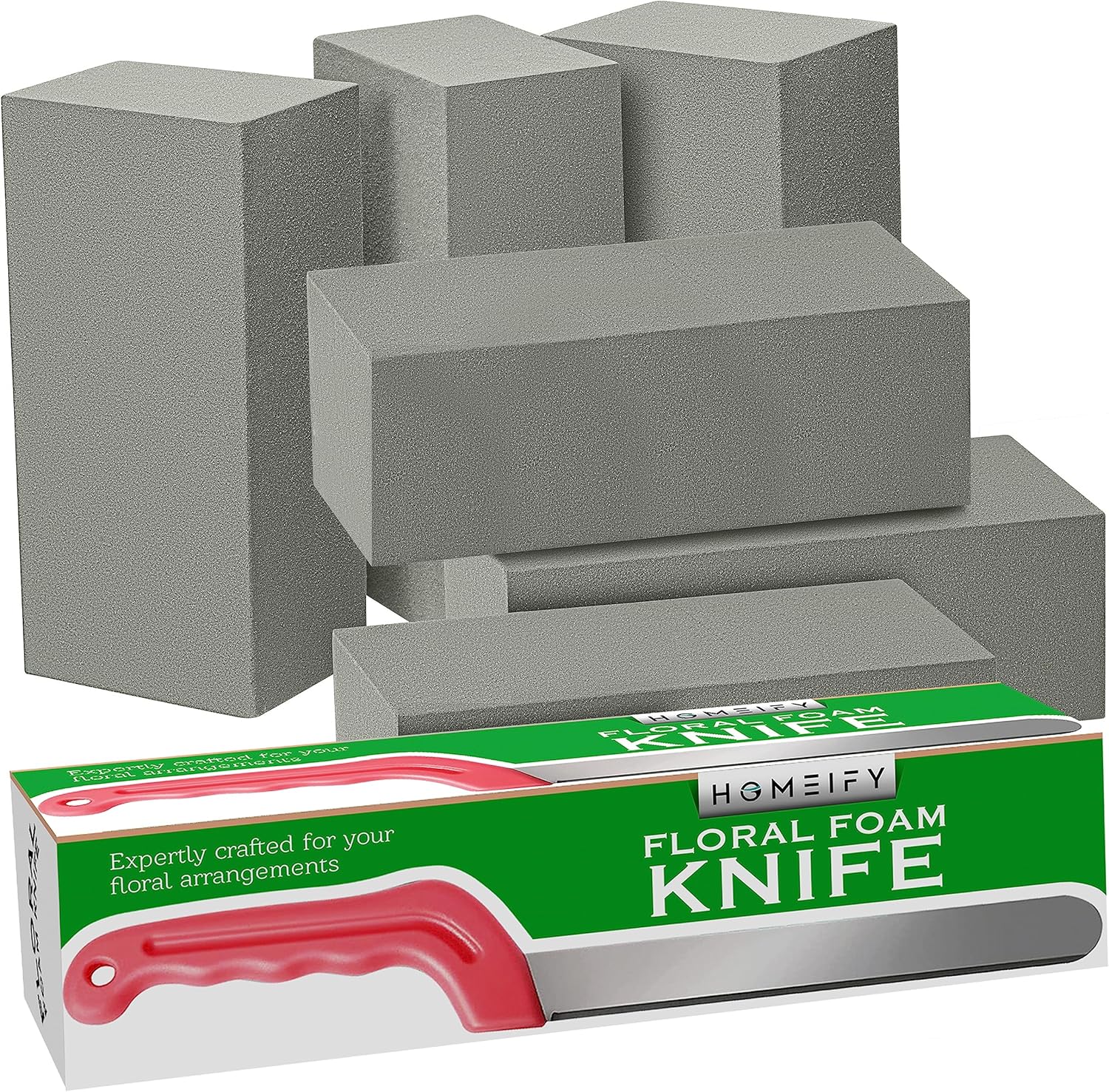 Pack of 6 Dry Floral Foam Blocks + Floral Foam Knife for