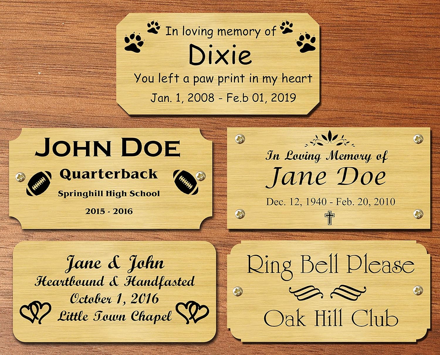 2" H x 4" W, Solid Brass Satin Name Plates, Personalized Custom Laser Engraved Nameplate Label Art Tag for Frames Notched Square or Round Corners, Made to Order, Made in USA