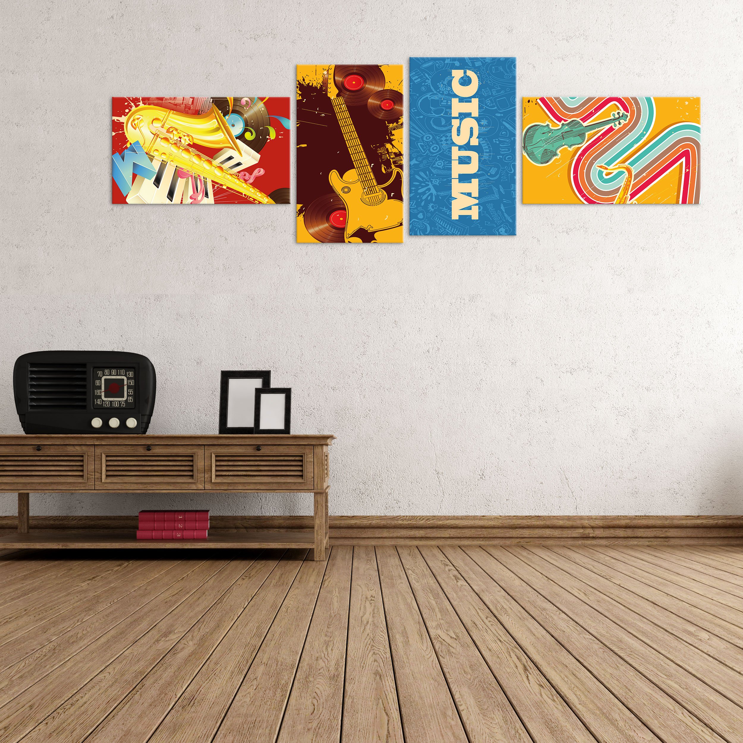 ConKrea Tableau sur toile - encadré - Prêt à accrocher - Musique Art - Deejay Set - Pop Jazz Rock Blues - Design graphique - 170 x 70 cm (cod.236)