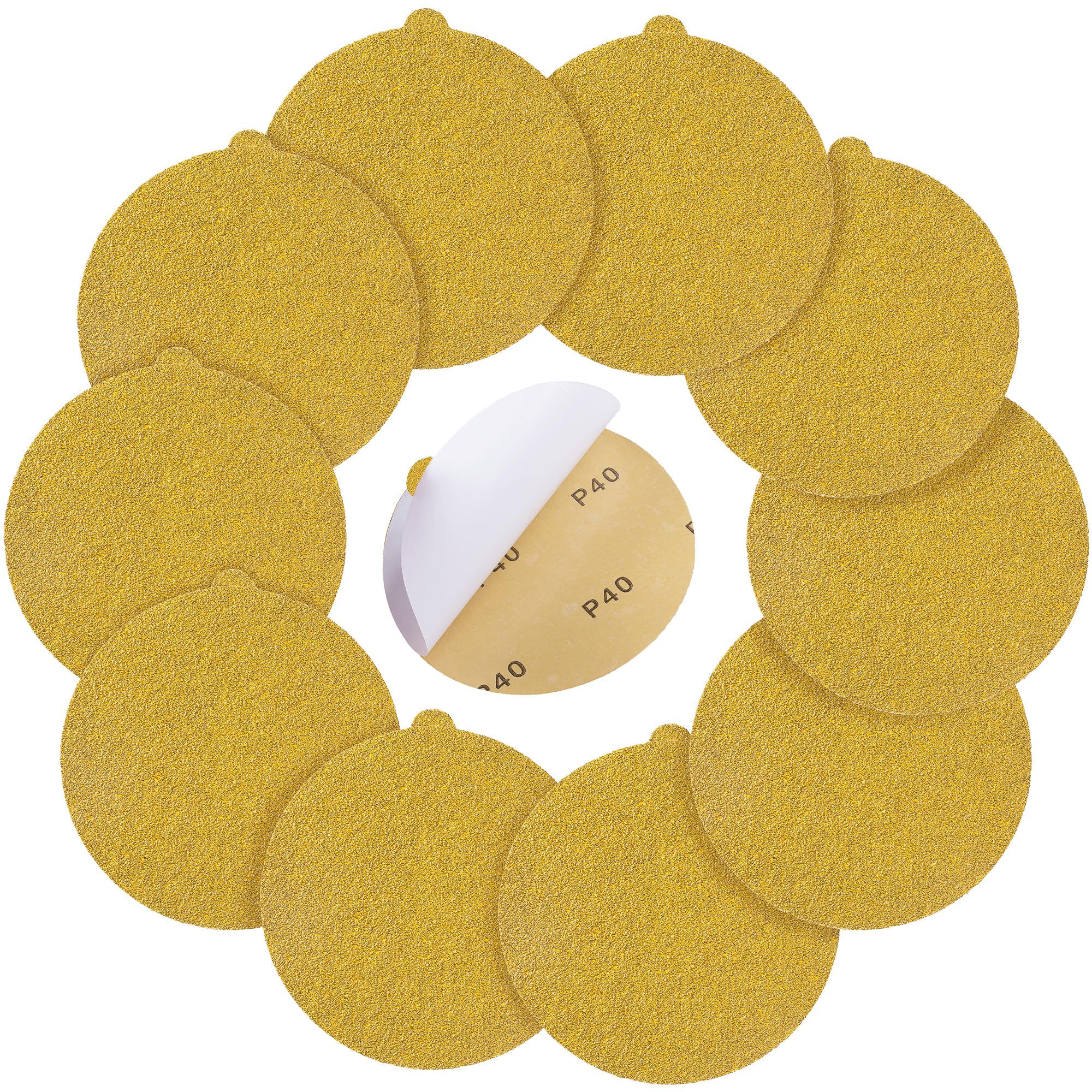 Shawya 50 PCS 6 Inch PSA Sanding Discs 40 Grit Self Adhesive Sticky-Back Sandpaper for DA Sander Finishing Abrasive Sand Paper Woodworking Wood Metal