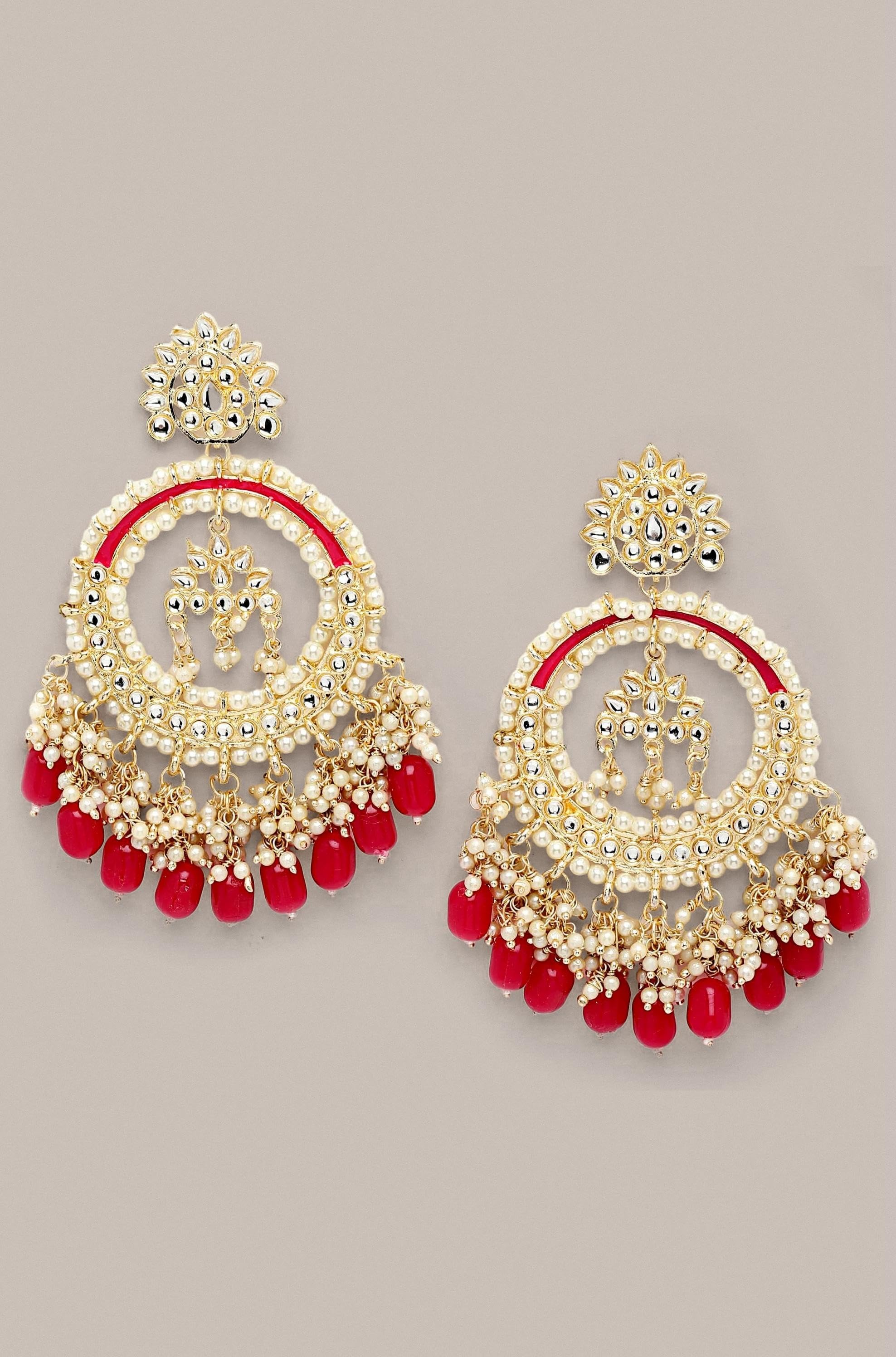 Shining Diva Fashion Latest Stylish Traditional Kundan Chandbali Earrings for Women and Girls