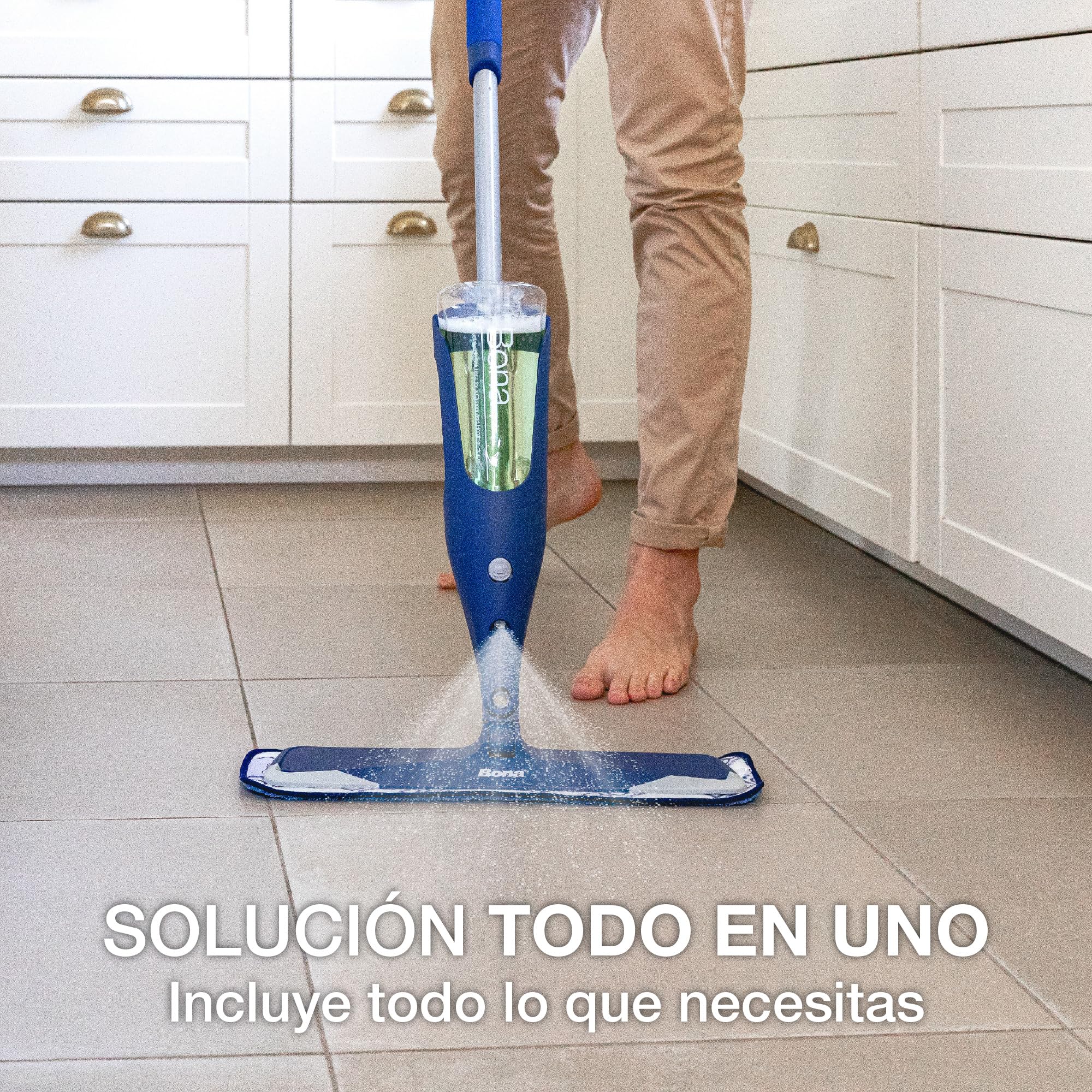 Bona Spray Mop Premium para Suelos Laminados y Superficies Duras, 2x recambio mopa de microfibra lavable