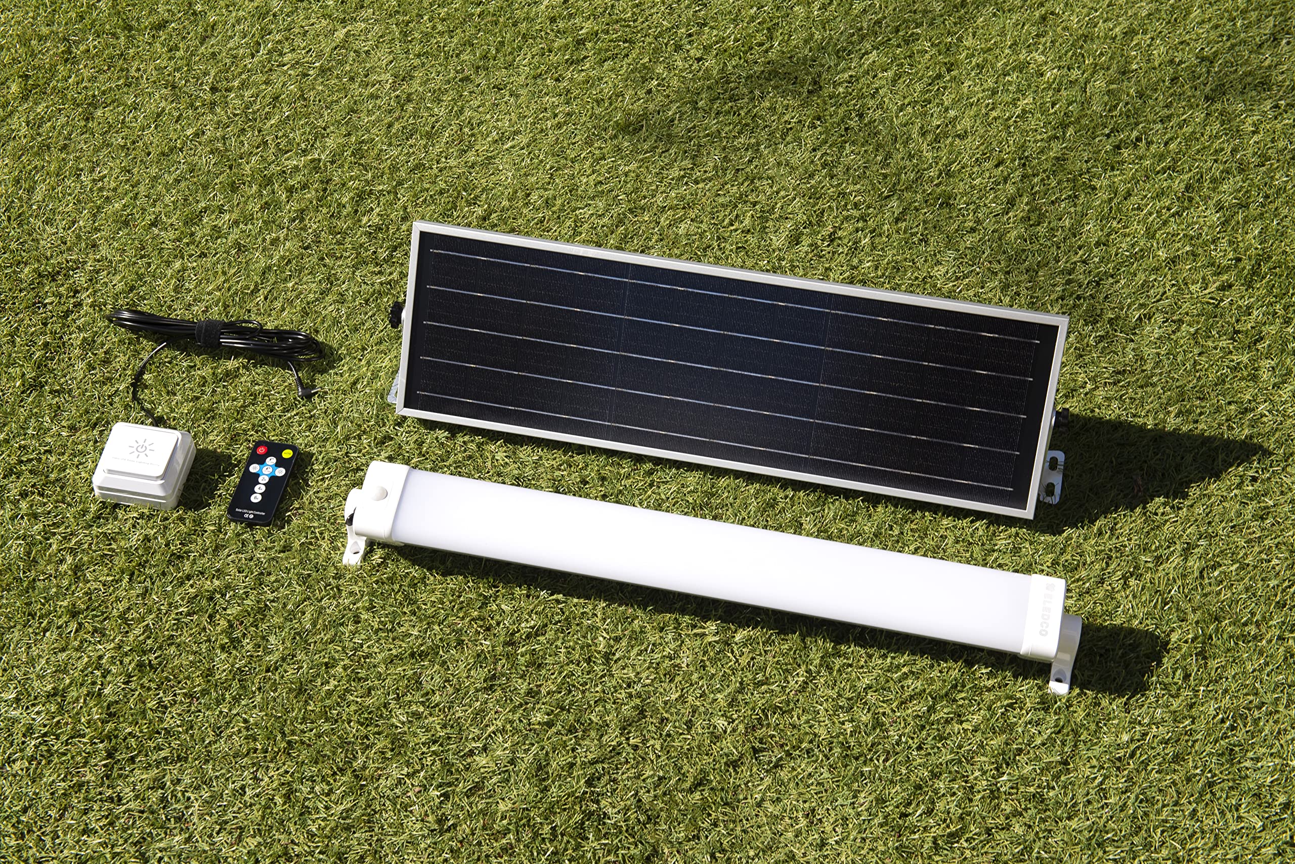 Lámpara Solar 24W, Tubo LED con Mando a Distancia, Interruptor, Sensor de Movimiento y Cargador USB, Luz Neutra 4000K (24 Vatios)