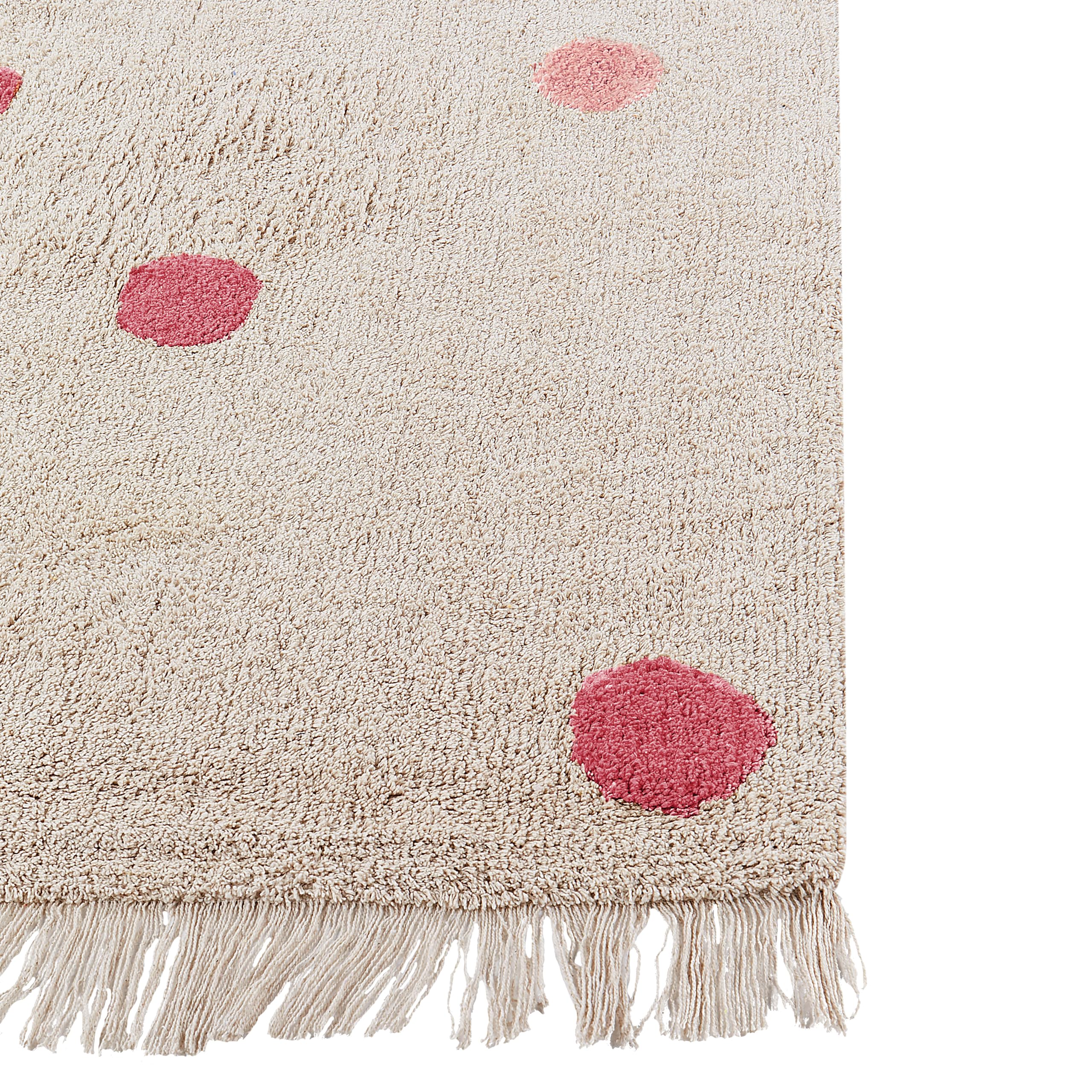Beliani Kinderteppich Baumwolle beige/rosa 140x200 cm Punkte Muster für Kinder Dardere