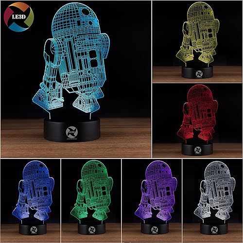 Miniatura 2 de Luz nocturna de ilusión óptica 3D - Lámpara de 7 LED que cambia de color - Luz suave fría segura para niños - Solución para pesadillas - Star Wars