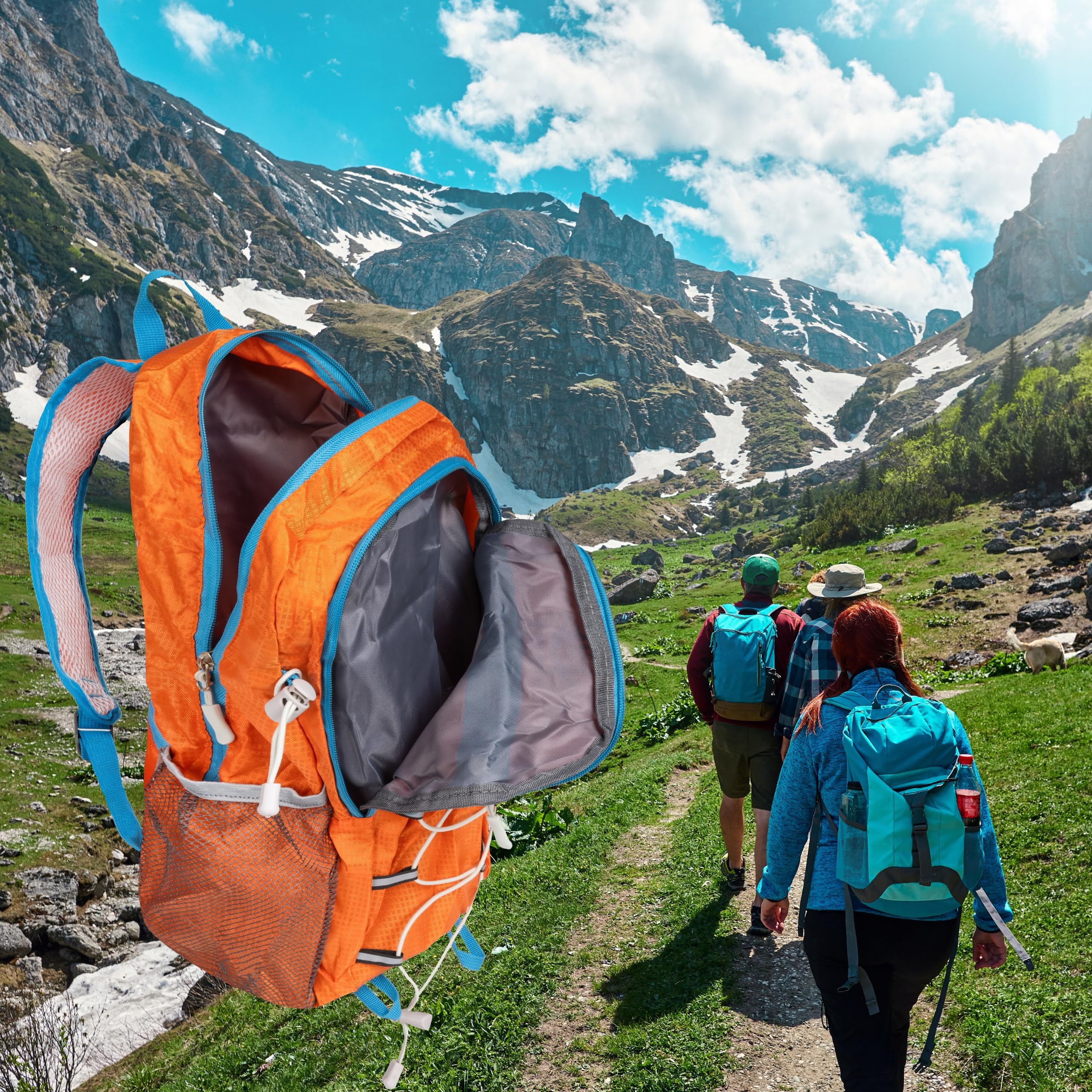 KRUMAD Zaino da escursionismo leggero, pieghevole, 25 l, unisex, impermeabile, da viaggio, campeggio, outdoor, trekking, con tasca, zaino sportivo pieghevole con supporto per Nordic Walking