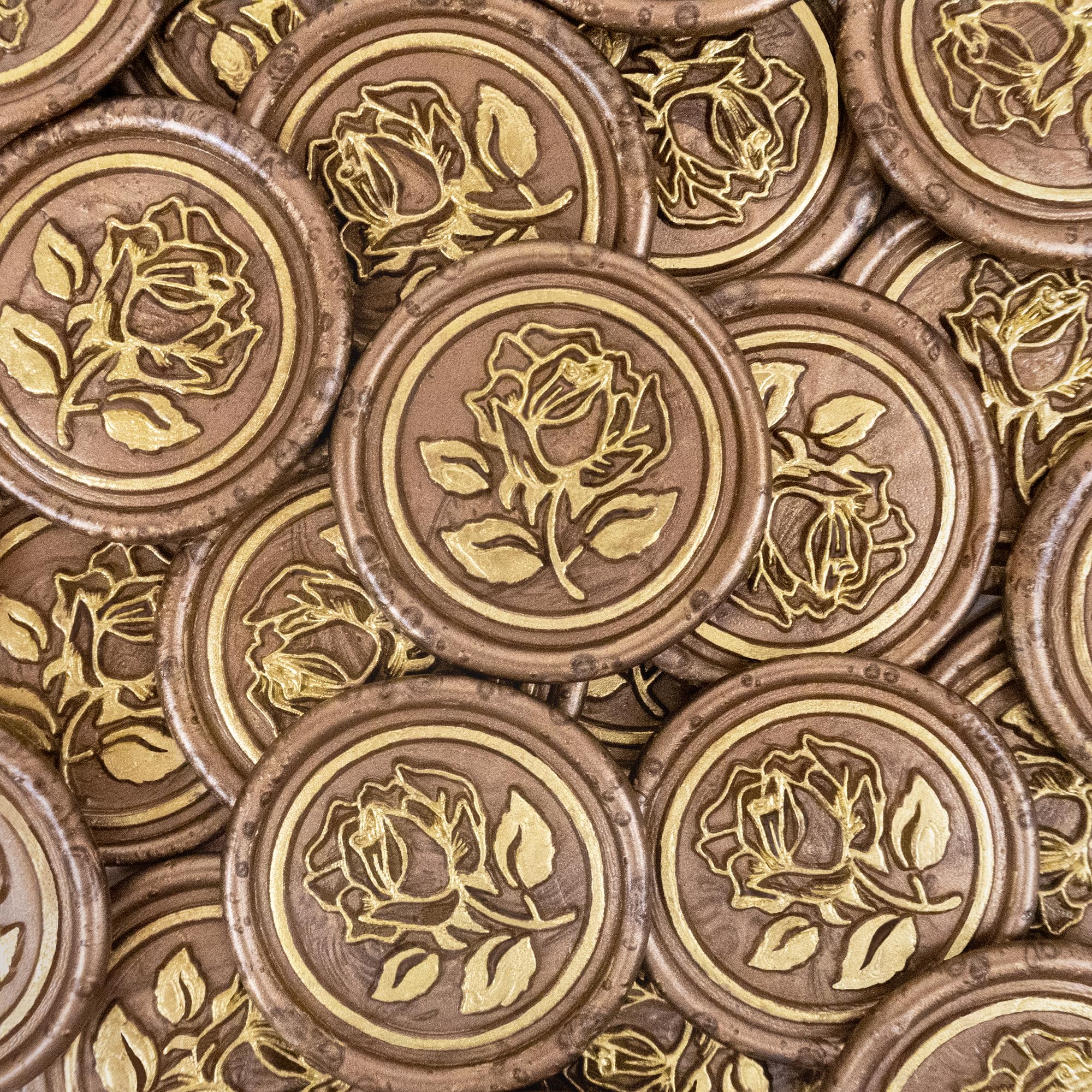 Sceaux de cire artisanaux style rose doré et bronze haut de gamme pour enveloppes