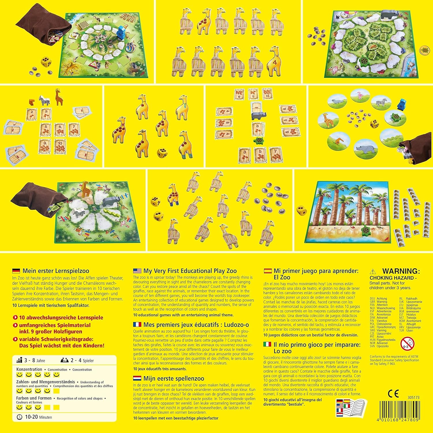 HABA 305173 My Very First Educational Play Zoo-10 Educational Games in 1- for Ages 3 Years and Up, English Instructions (Made in Germany)