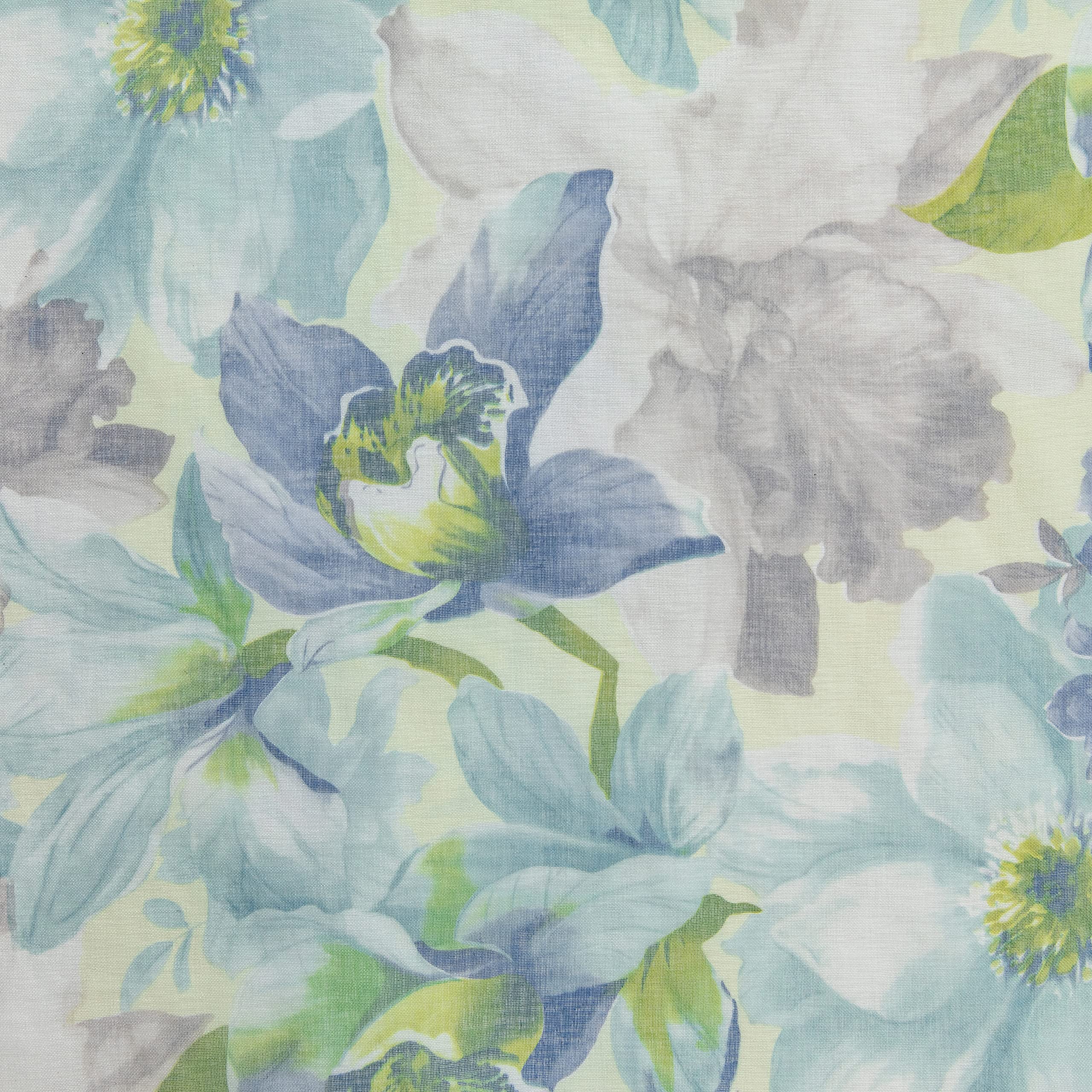 Durchsichtige Vorhänge mit Blumenmuster, 213 cm lang, Blaue Blumendruck, französisches Landhaus, halbtransparenter Vorhang für Kinderzimmer, Schlafzimmer, Wohnzimmer, Leinenoptik