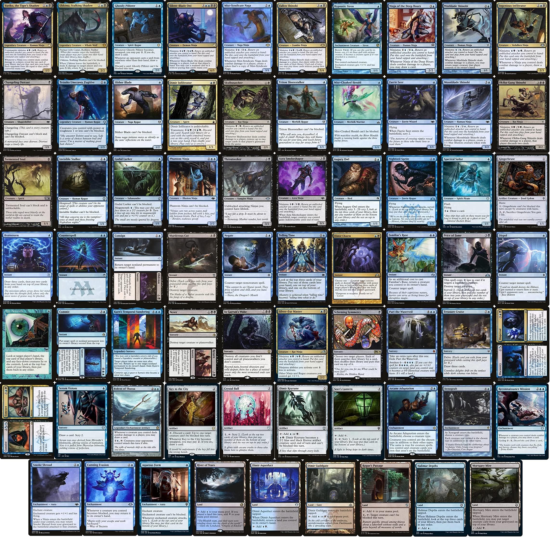 Ninja Commander Deck - Yuriko - Dimir Blue Black - EDH - 100 Card - Custom Magic The Gathering Deck - Very Strong!