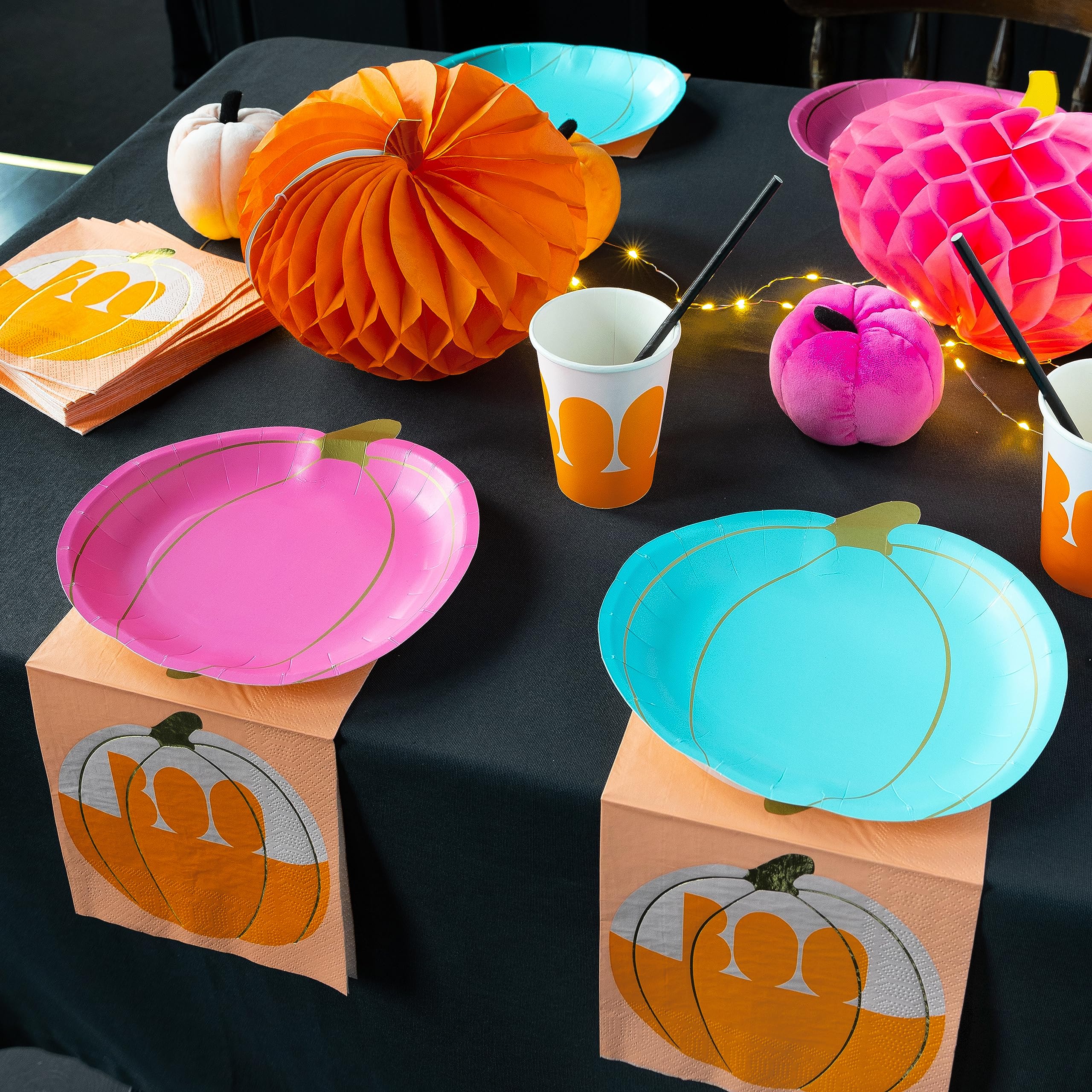 Talking Tables Halloween-Katzen-Wabenlaternen, 2 Stück – 20 Cm Hoch, Schwarz & Orange