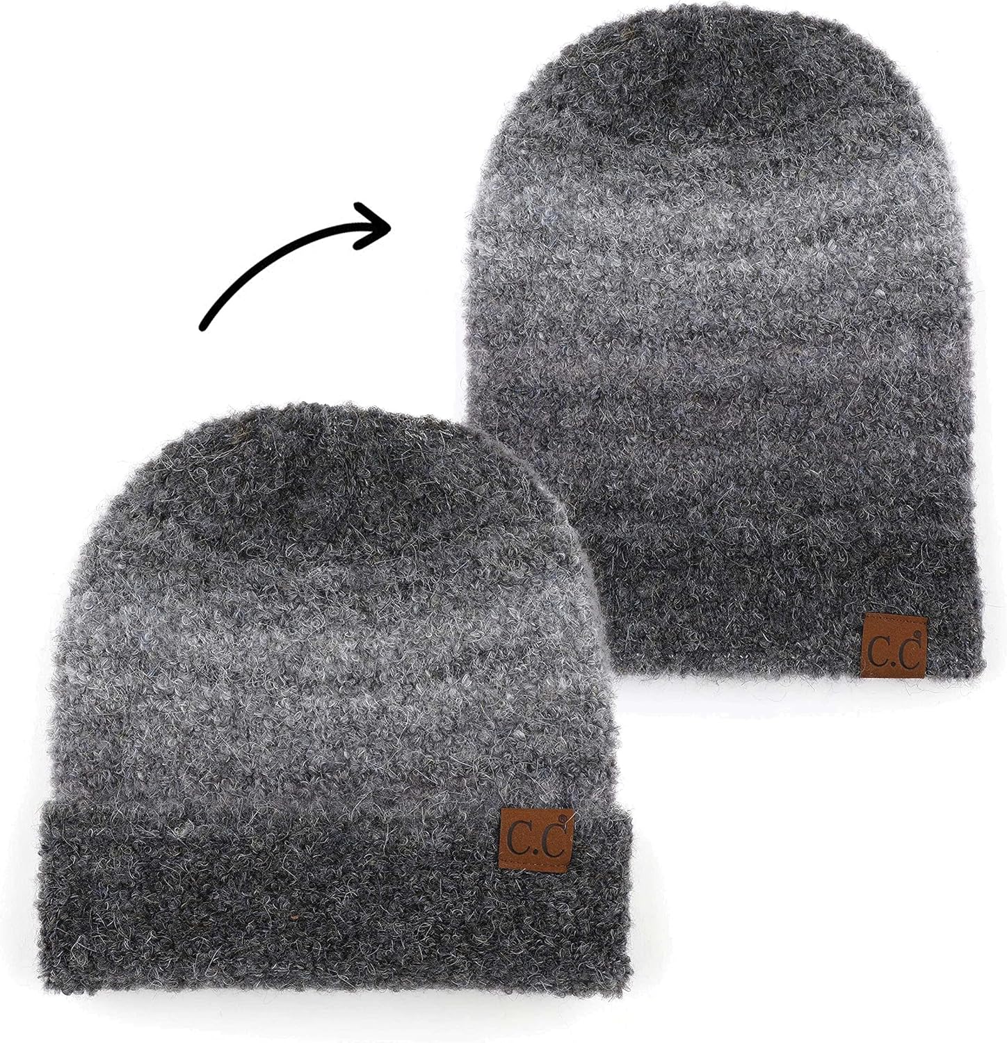 C.C Eco Friendly Recycled Winter Chunky Stretchy Knit Beanie Cap Hat (HAT-2076)(HAT-2082) - Image 2
