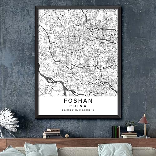 Vista 2 de Mapa de Foshan, China, Light 2 (12x16)