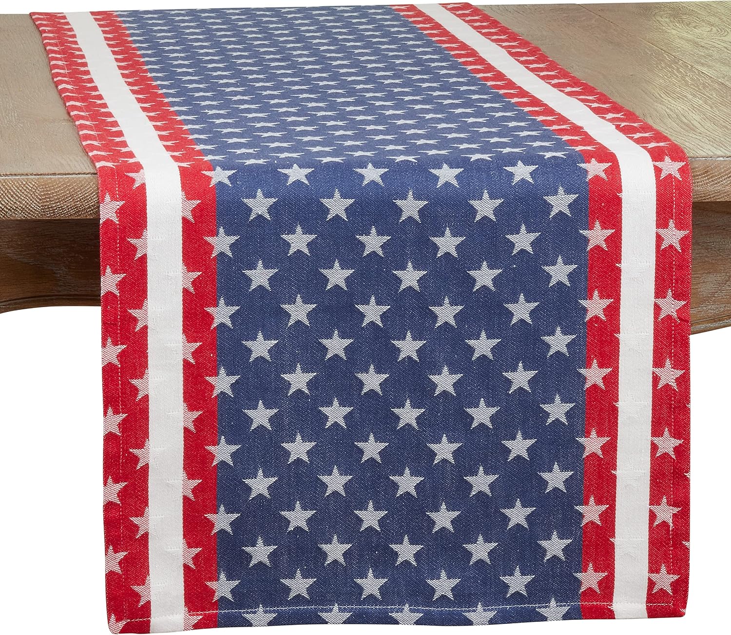 SARO LIFESTYLE New Collection Americana Design Table Runner, 16"x72", Navy Blue