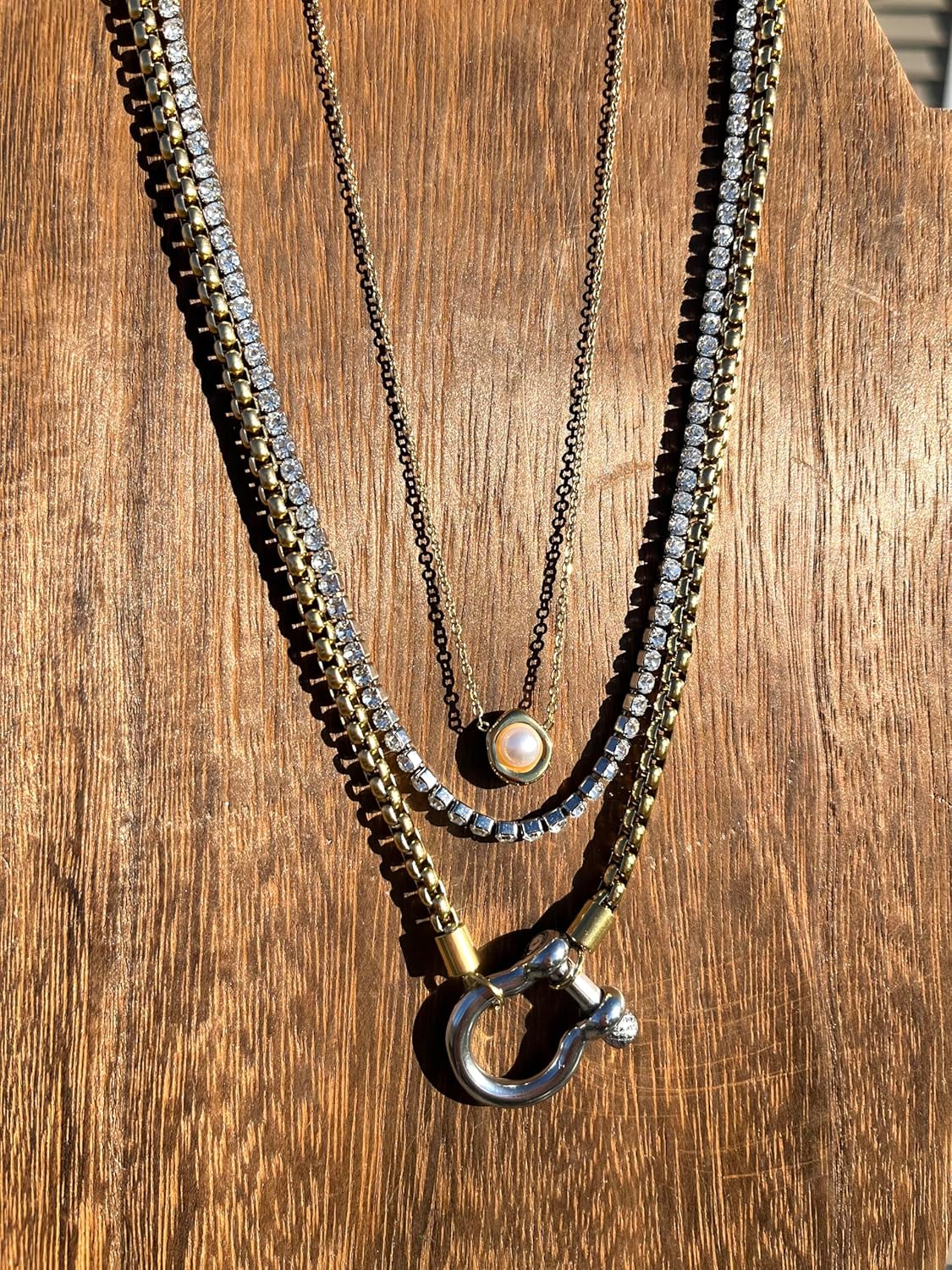 18k Gold Plated Stainless Steel Simulated Pearl in Shell Pendant Necklace - Image 4