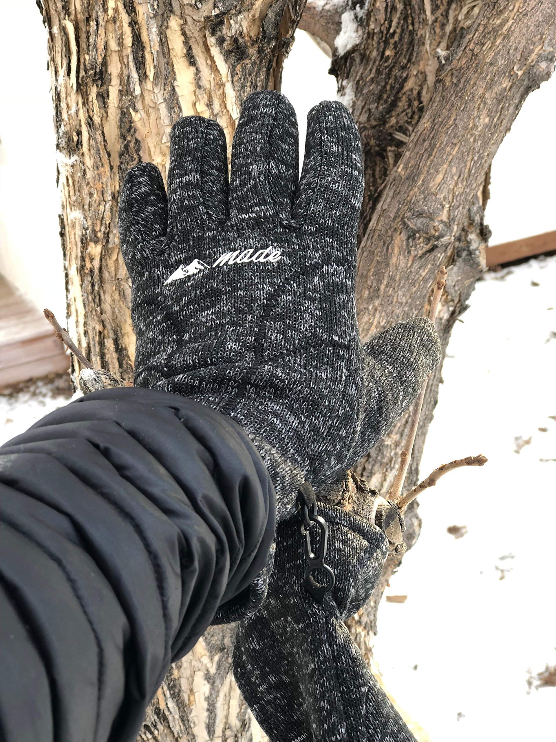 Mountain Made Cold Weather Knit Gloves For Winter Outdoors Men and Women (Large)