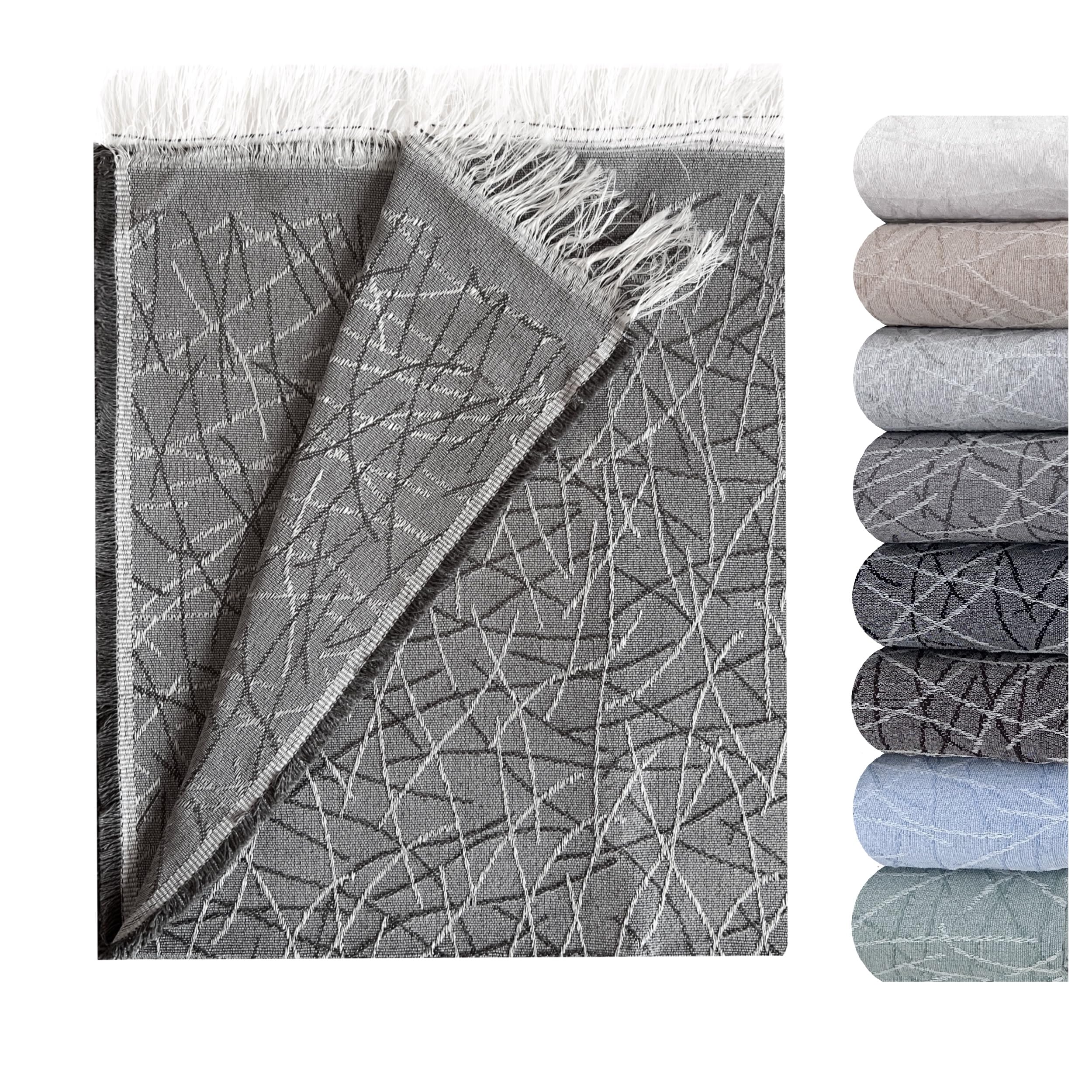 GFD – Colcha Multiusos Lagos para Sofa y Cama, Cubre Sofa, Plaid Sofa, Plaid Cama, Jarapas para Sofas, Foulard Sofa, Manta Cubre Sofa, Colcha Sofa (Gris, 230 x 290)