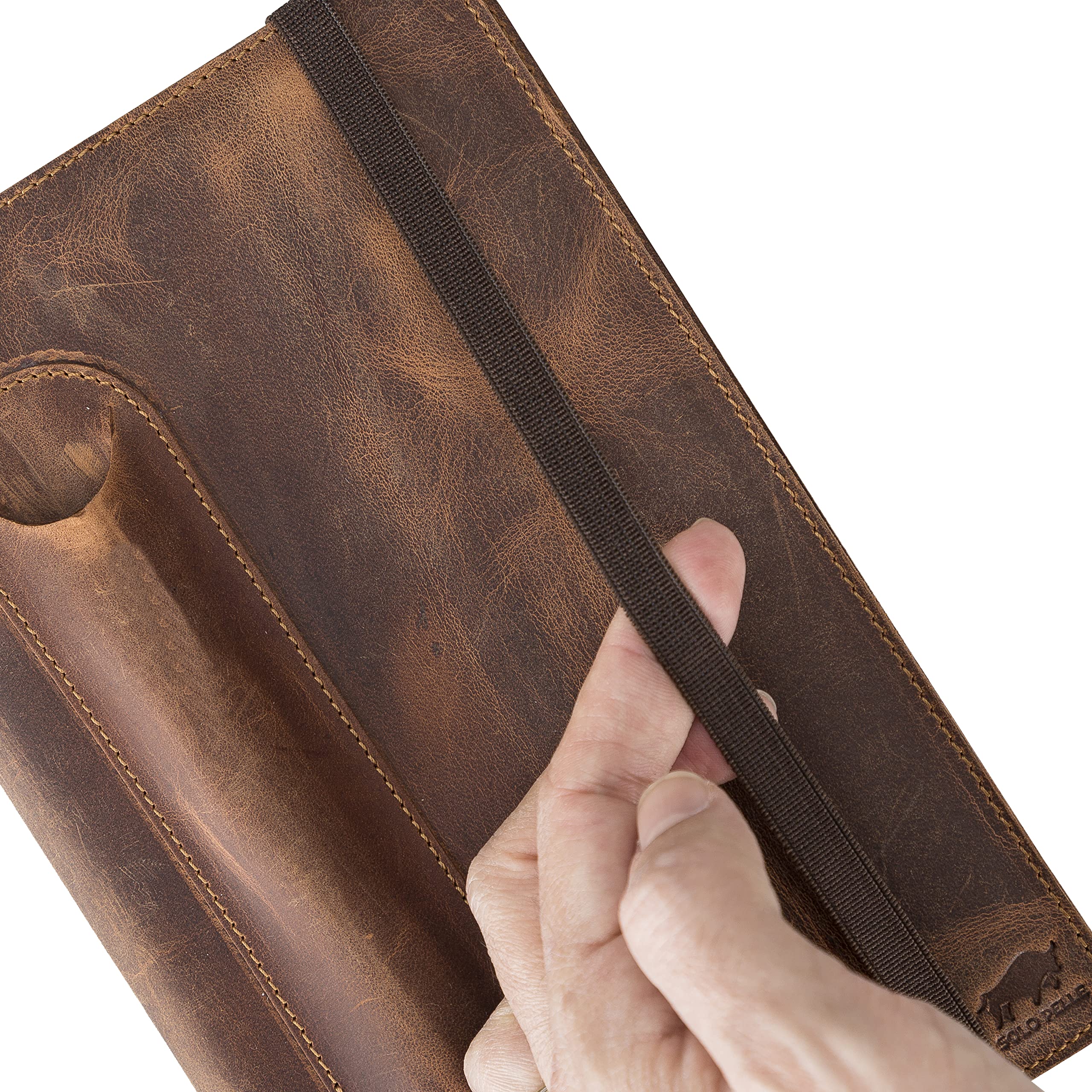 A5 Notizbuch Leder inkl. Buch - Nachfüllbares Reisetagebuch aus Handgefertigtem Echtleder Perfekt als Tagebuch, Notebook, Skizzenbuch oder Lebensplaner Leather Journal DIN A5 22x15cm in Vintage Braun