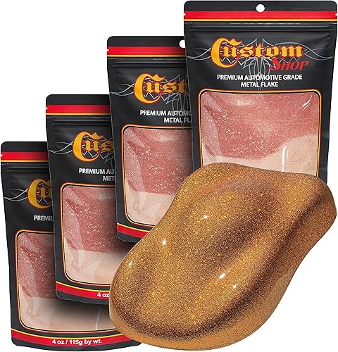 Miniatura 7 de Custom Shop - Rojo fuego - 4 onzas de escamas de metal mediano de 0.008 pulgadas de tamaño de 200 micrones - Alta calidad automotriz, resistente a